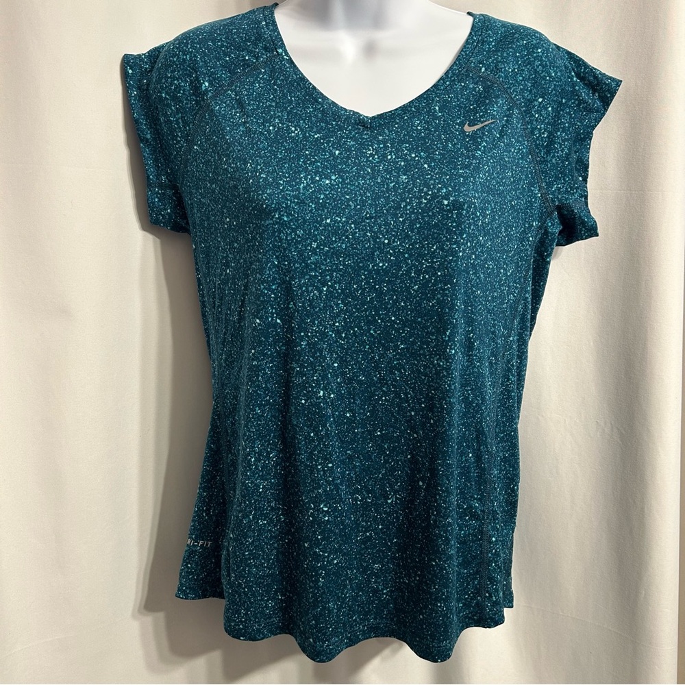 Nike Women’s Turquoise Speckled 100% Polyester Shier w/Diagonal Sleeves Size M